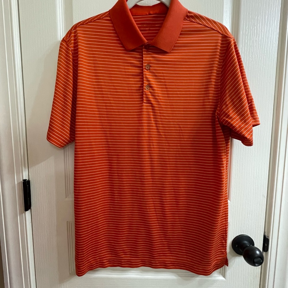 Nike Golf | Dri Fit Tour Performance | Orange/White Stripe Polo | Medium | EUC